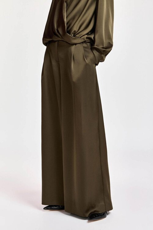 Essentiel Antwerp Wide leg pantalon Kaki