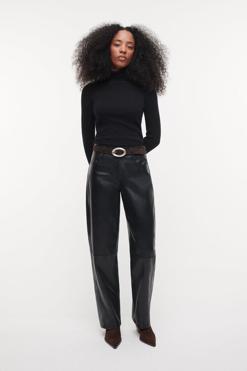 Studio AR by Arma Aila Leren Barrel broek zwart