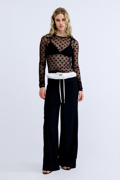 Love Stories Elle Dot mesh shirt zwart