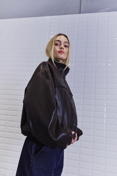 WITHBLACK Dark Brown WBLAISHA VEGAN JACKET