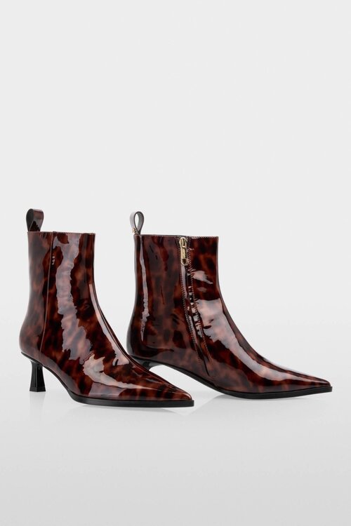 Marc Cain Lakleren enkellaars leopard