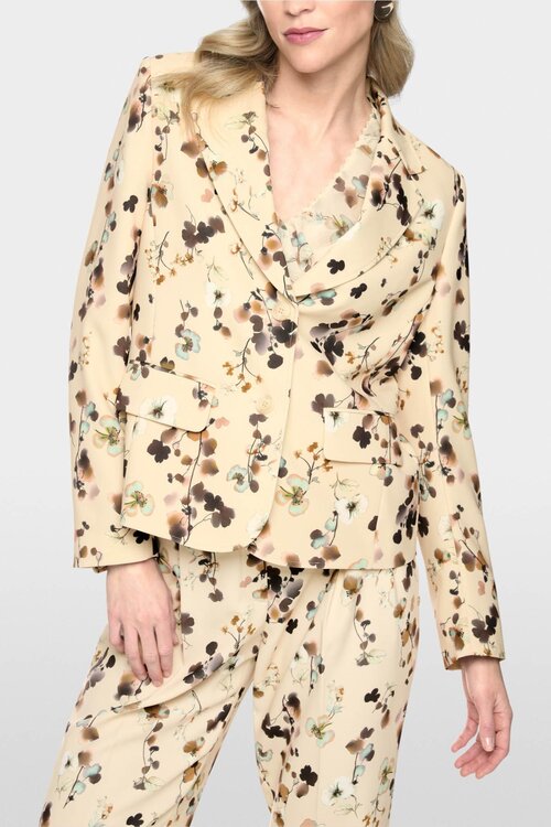 Marc Cain Off White Blazer met bloemenprint
