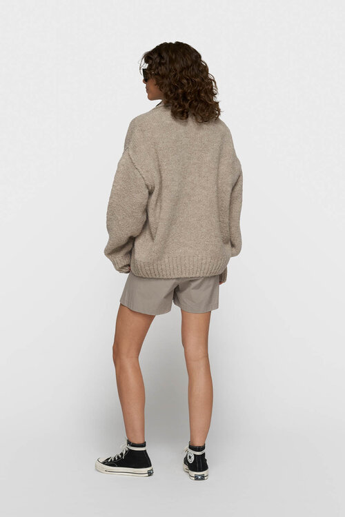 10Days short belted knit cardigan fog