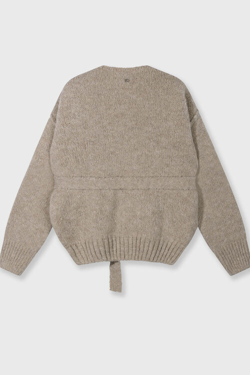 10Days short belted knit cardigan fog