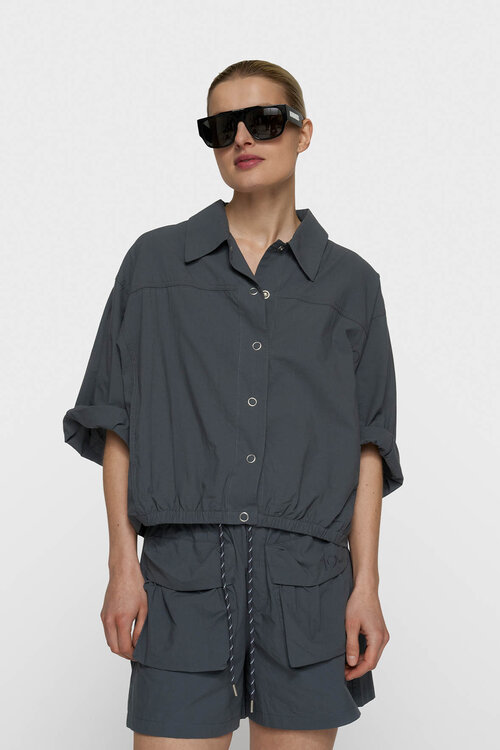 10Days wide crinkle jacket steel blue