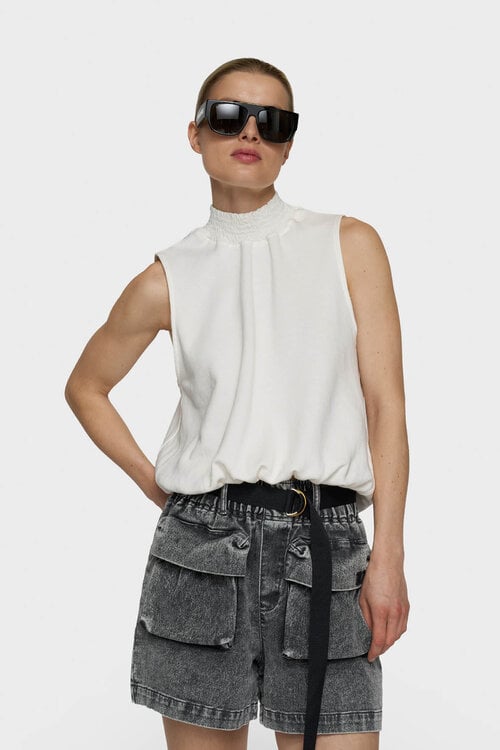 10Days smocked top ecru