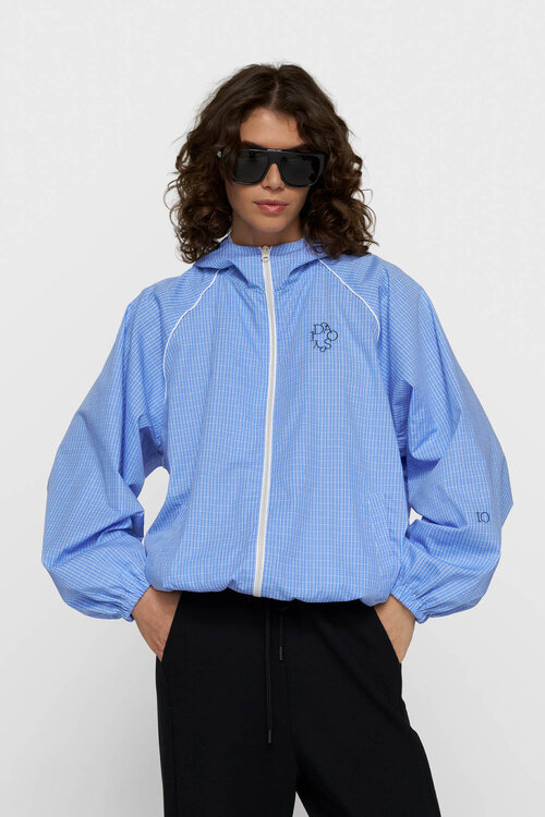 10Days hooded jacket check blauw
