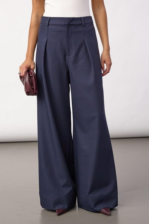 Co'couture Luna Pleat Pants navy