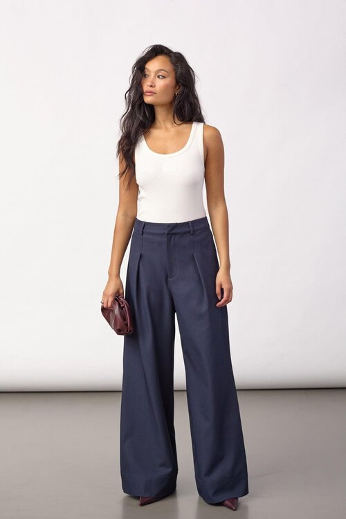 Co'couture Luna Pleat Pants navy