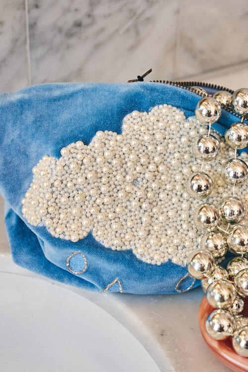 Anna & Nina Beaded Pearly Weather Wash bag