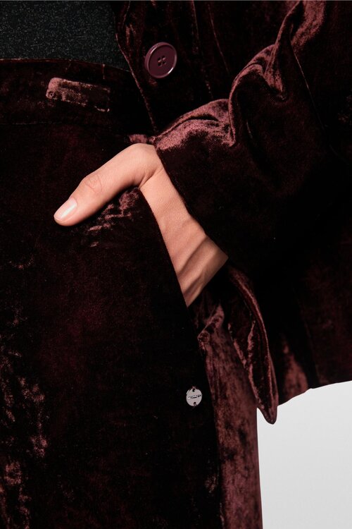 Marc Cain Pantalon velour bordo rood