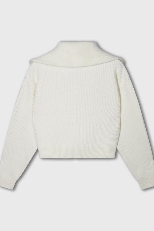 10Days rib knit zip cardigan ecru