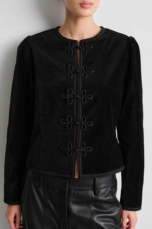 Second Female Jolina velourse blazer zwart