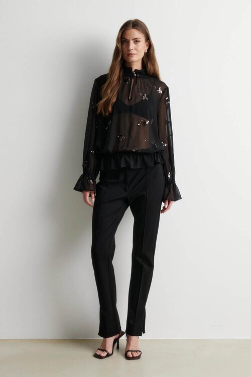 Second Female Treia zipper pantalon zwart