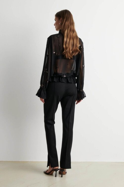 Second Female Treia zipper pantalon zwart