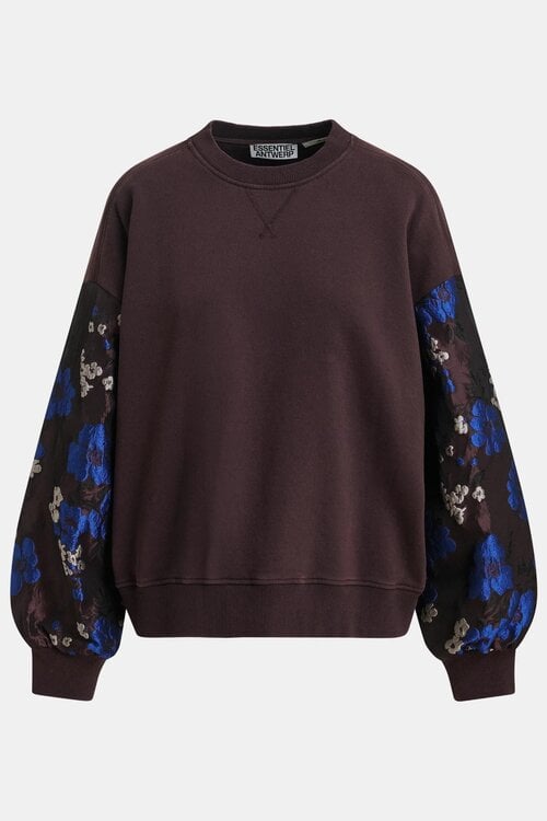 Essentiel Antwerp Sweater met bloemprint bordo