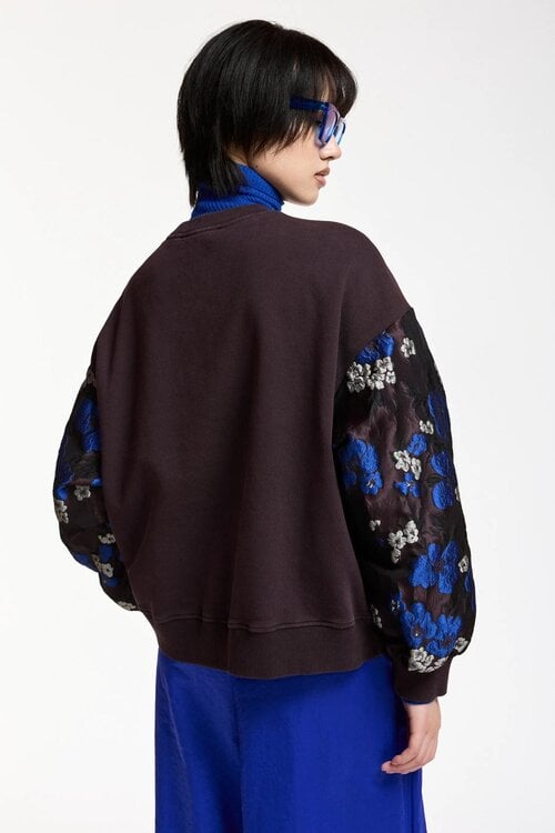 Essentiel Antwerp Sweater met bloemprint bordo