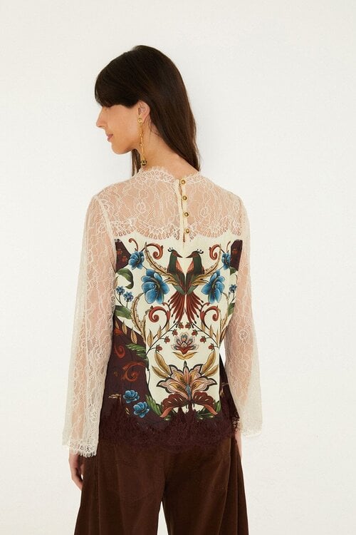 Farm Rio Millena Blouse print offwhite