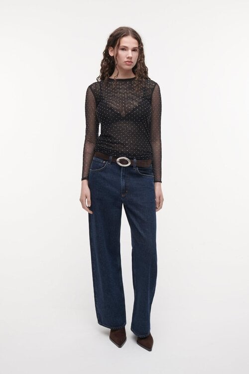 Studio AR by Arma Ines glitter mesh shirt zwart