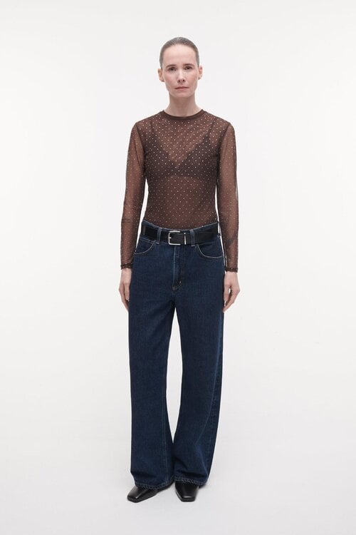 Studio AR by Arma Ines glitter mesh shirt bruin