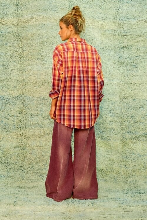 Sea Me Happy Blouse ruit oranje