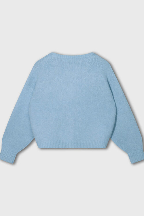 10Days hairy knit cardigan blauw