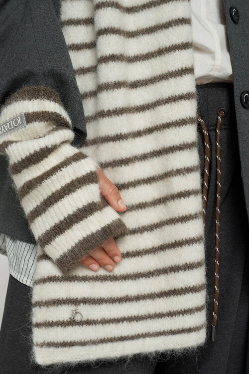 10Days hairy knit gloves stripes brui