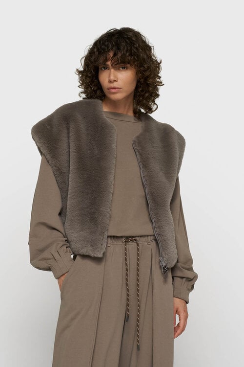 10Days sleeveless fluffy vest bruin