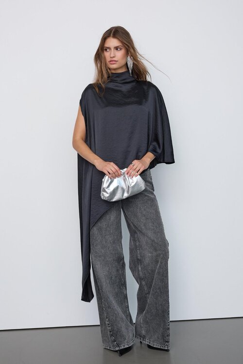 Co'couture Idem cape blouse zwart