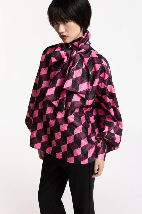 Essentiel Antwerp Blouse met strik print black