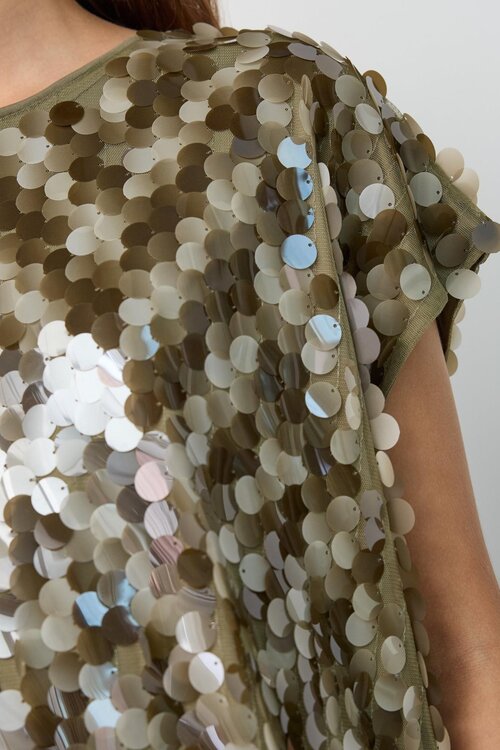 Co'couture Rhea glitter top army