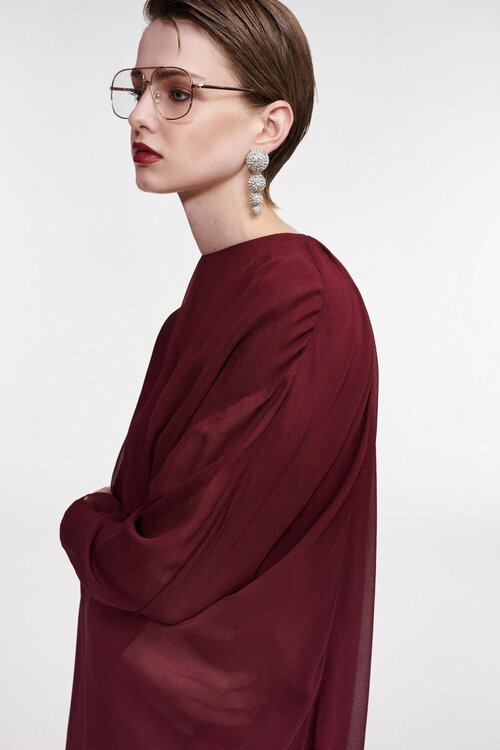 Essentiel Antwerp Blouse met cape Bordo