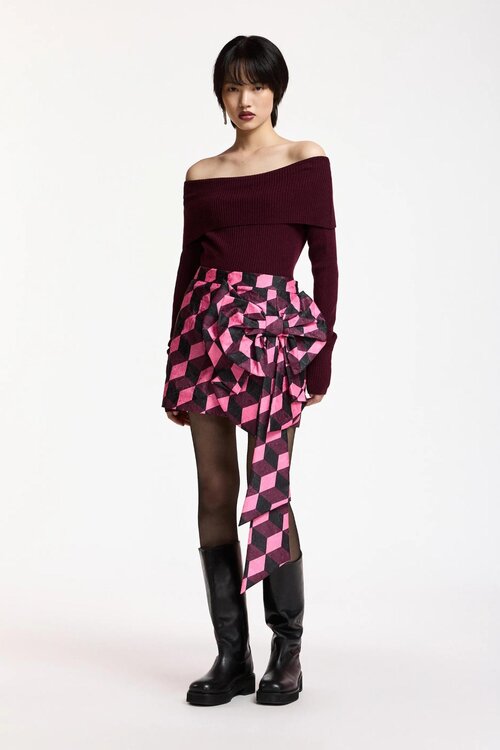Essentiel Antwerp Mini rok met strik print black