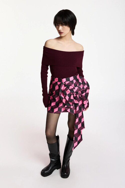 Essentiel Antwerp Mini rok met strik print black