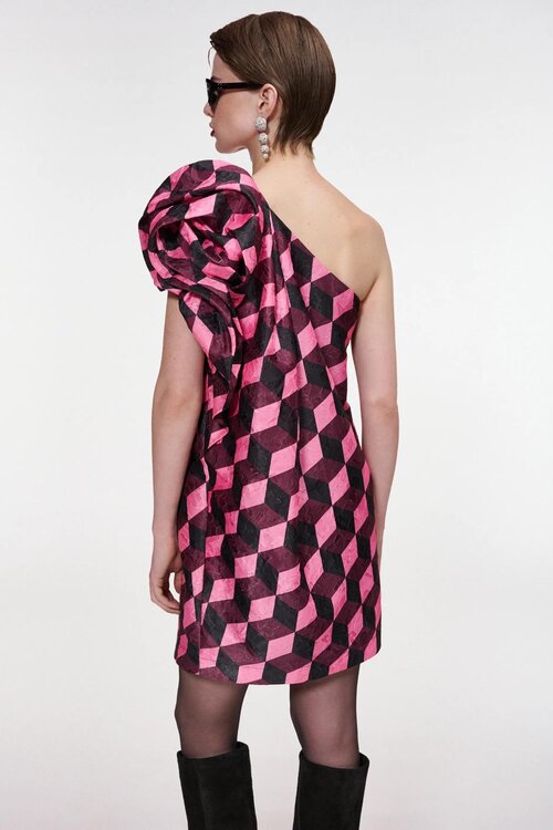 Essentiel Antwerp Mini jurk print black/pink
