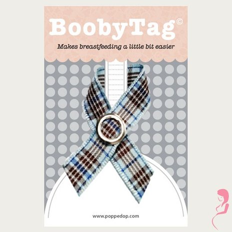 PoppeDop Boobytag Olivier Blauw/Witte Ruitjes