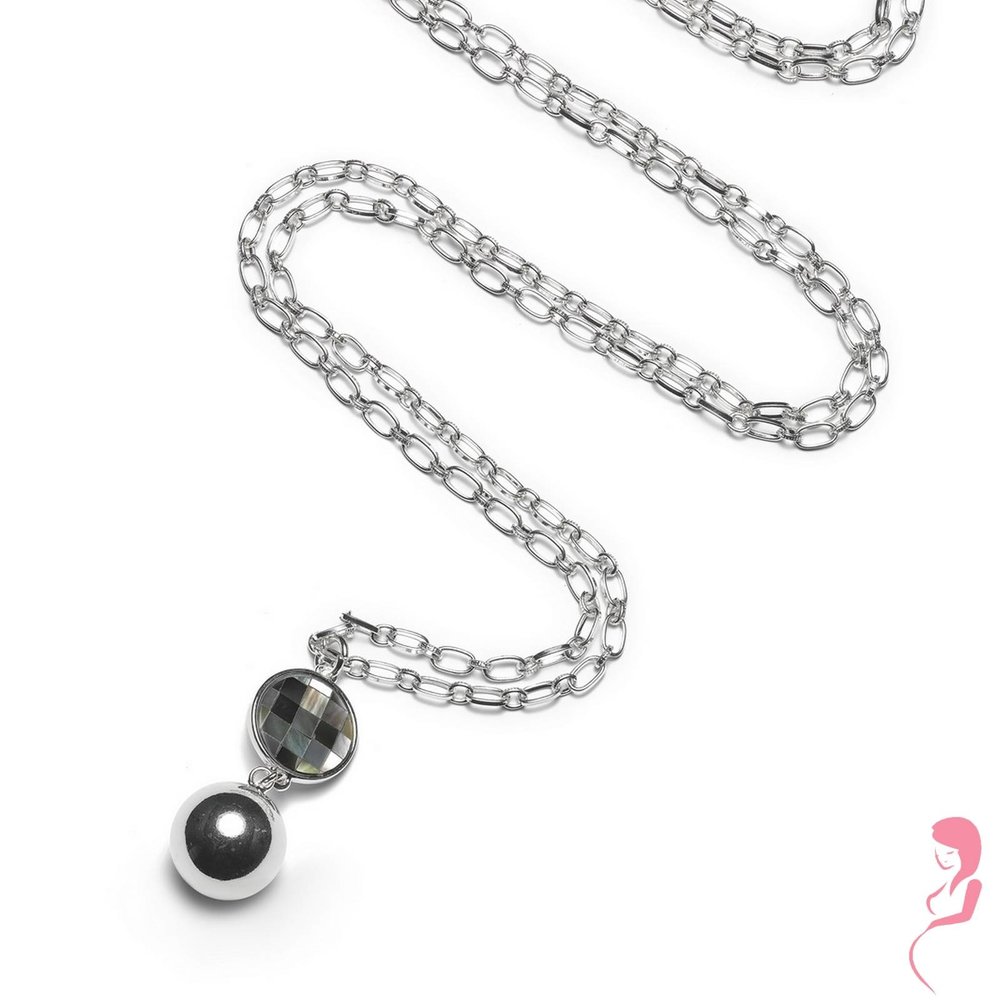 Proud MaMa Zwangerschapsketting Babybel Ketting Mother of pearl grey