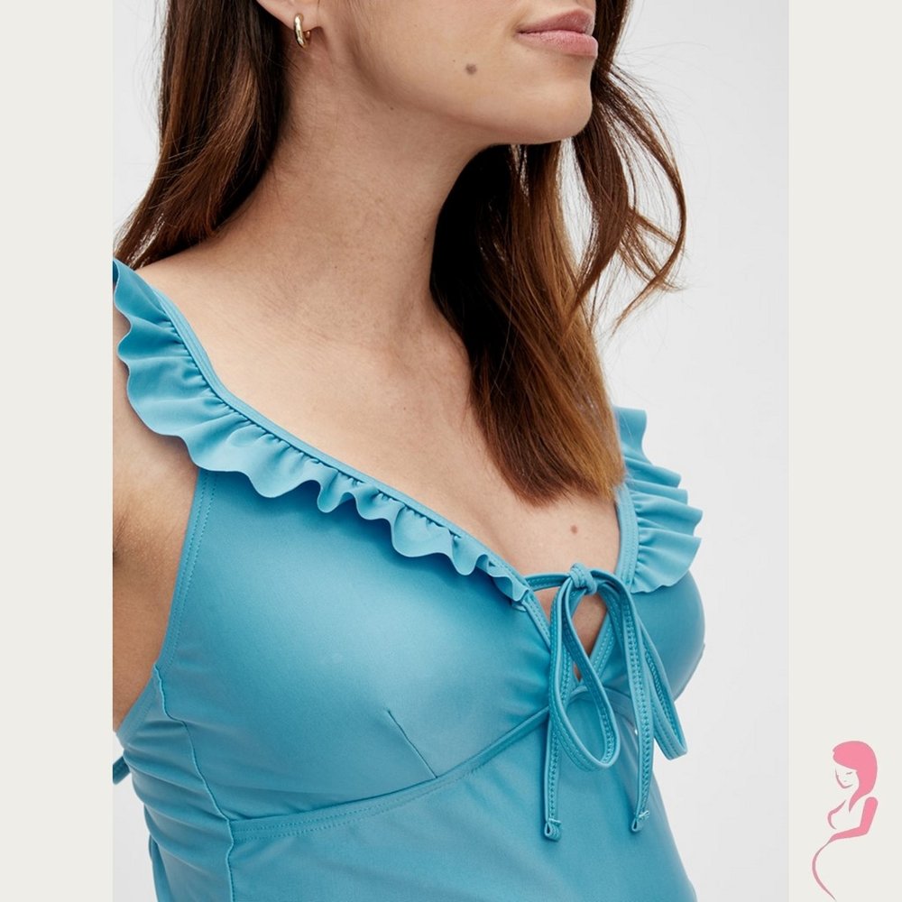 Mamalicious ZwangerschapsBadpak / PositieBadpak Daria  Ruffle Azure Blauw