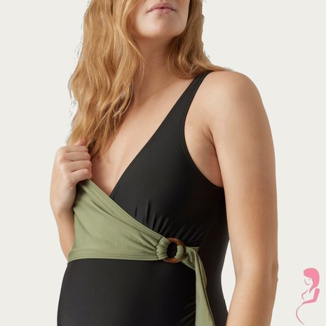 Mamalicious ZwangerschapsBadpak / PositieBadpak Belted Zwart groen Mamalicious ZwangerschapsBadpak / PositieBadpak Belted Zwart groen