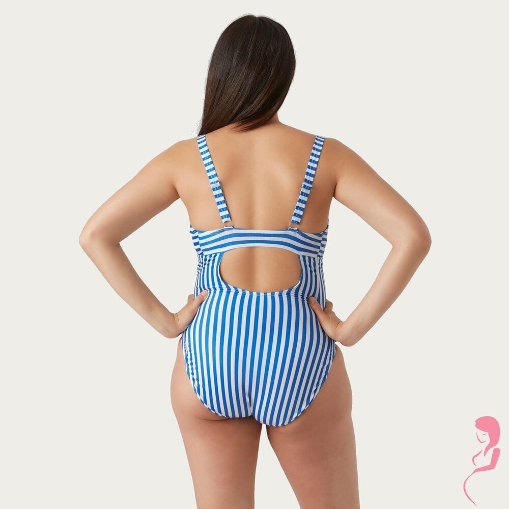 Mamalicious ZwangerschapsBadpak / Voedingsbadpak MLZaga Streep Blauw Wit