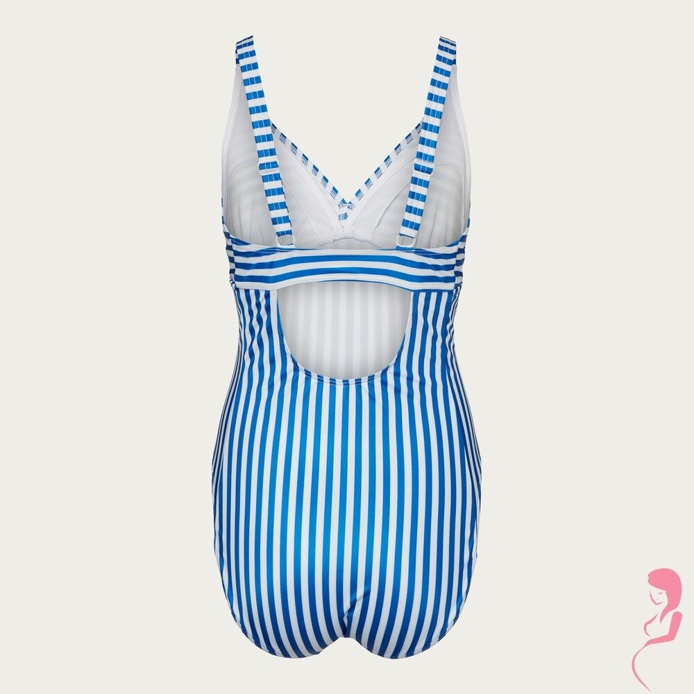 Mamalicious ZwangerschapsBadpak / Voedingsbadpak MLZaga Streep Blauw Wit