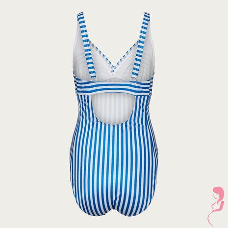 Mamalicious ZwangerschapsBadpak / Voedingsbadpak MLZaga Streep Blauw Wit