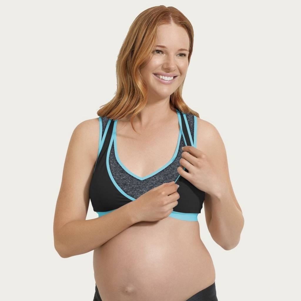 Cake Lingerie Yoga Borstvoedingsbh / Zwangerschapsbh Lotus Zwart / Blauw afbeelding