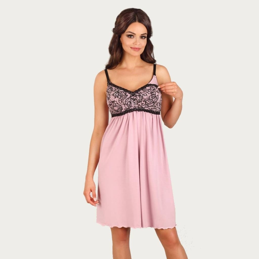 Lupoline Zwangerschapsjurk / Voedingsjurk Black and Pink afbeelding