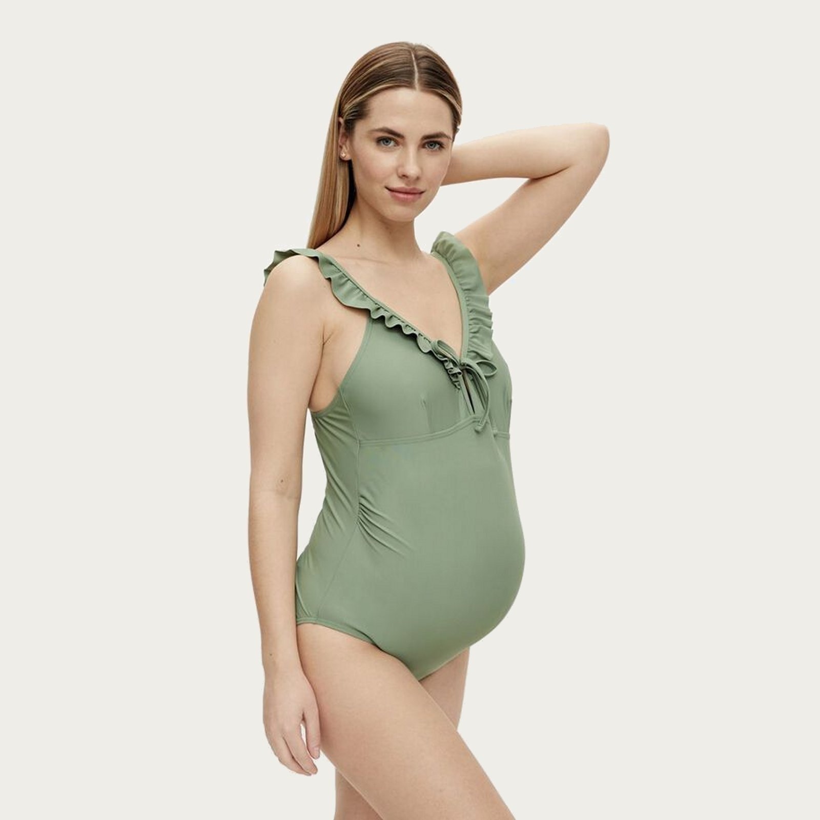 Mamalicious ZwangerschapsBadpak / PositieBadpak Anemone Ruffle Groen afbeelding