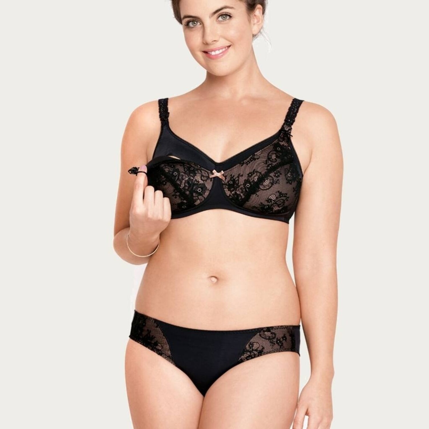 Slip zwart kant Op en Top Zwanger