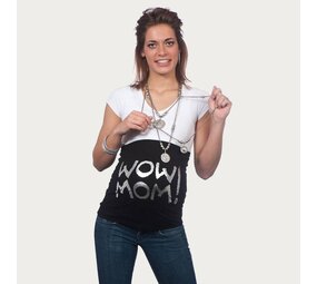Op en Top Zwanger Zwangerschaps Buikband Wow Mom Zwart/Zilver Op en Top Zwanger Zwangerschaps Buikband Wow Mom Zwart/Zilver