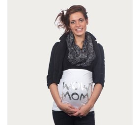 Op en Top Zwanger Zwangerschaps Buikband Wow Mom Wit/Zilver Op en Top Zwanger Zwangerschaps Buikband Wow Mom Wit/Zilver
