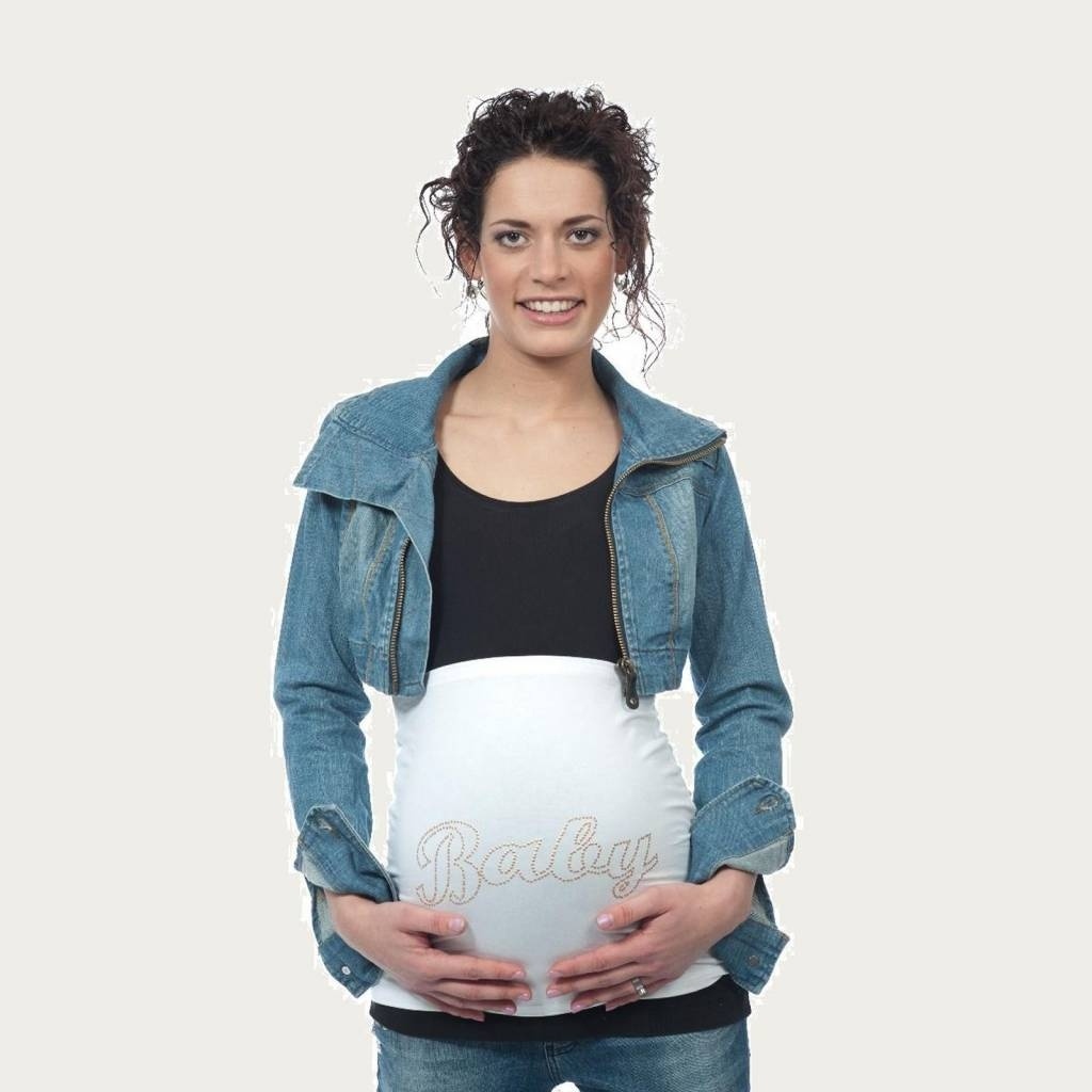 Op en Top Zwanger Zwangerschaps Buikband Baby Wit afbeelding