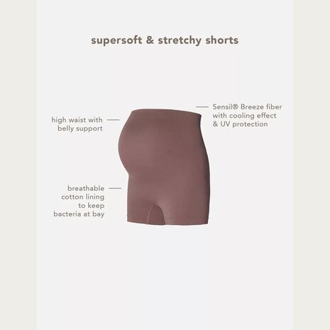 Noppies Lai Naadloze Sensil Zwangerschapsshort Hoog  Deep Taupe